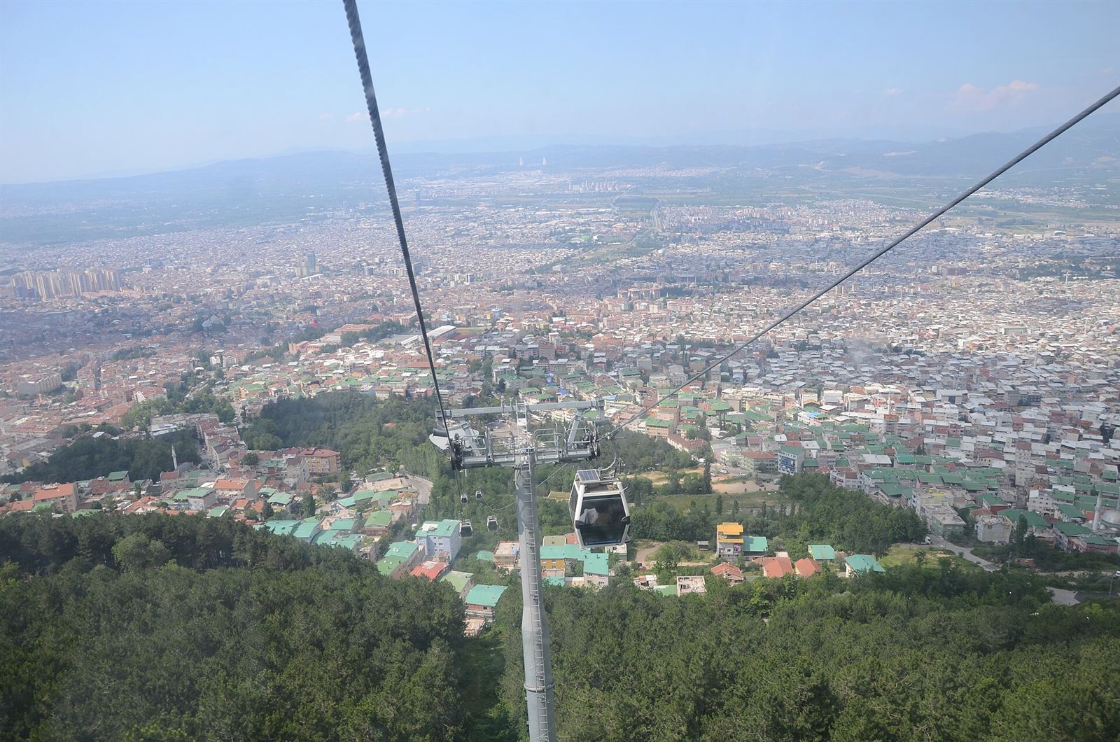 Bursa Teleferik kabininden şehir ve ova panoraması